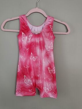 Pink Butterfly Girls Gymnastics Leotard